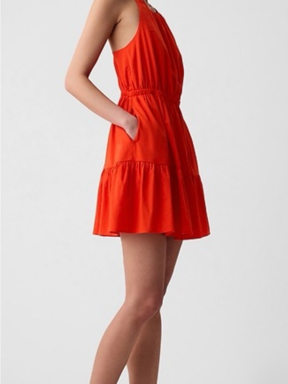 NWT Gap Halter-Neck Mini Dress with Ruffle Hem